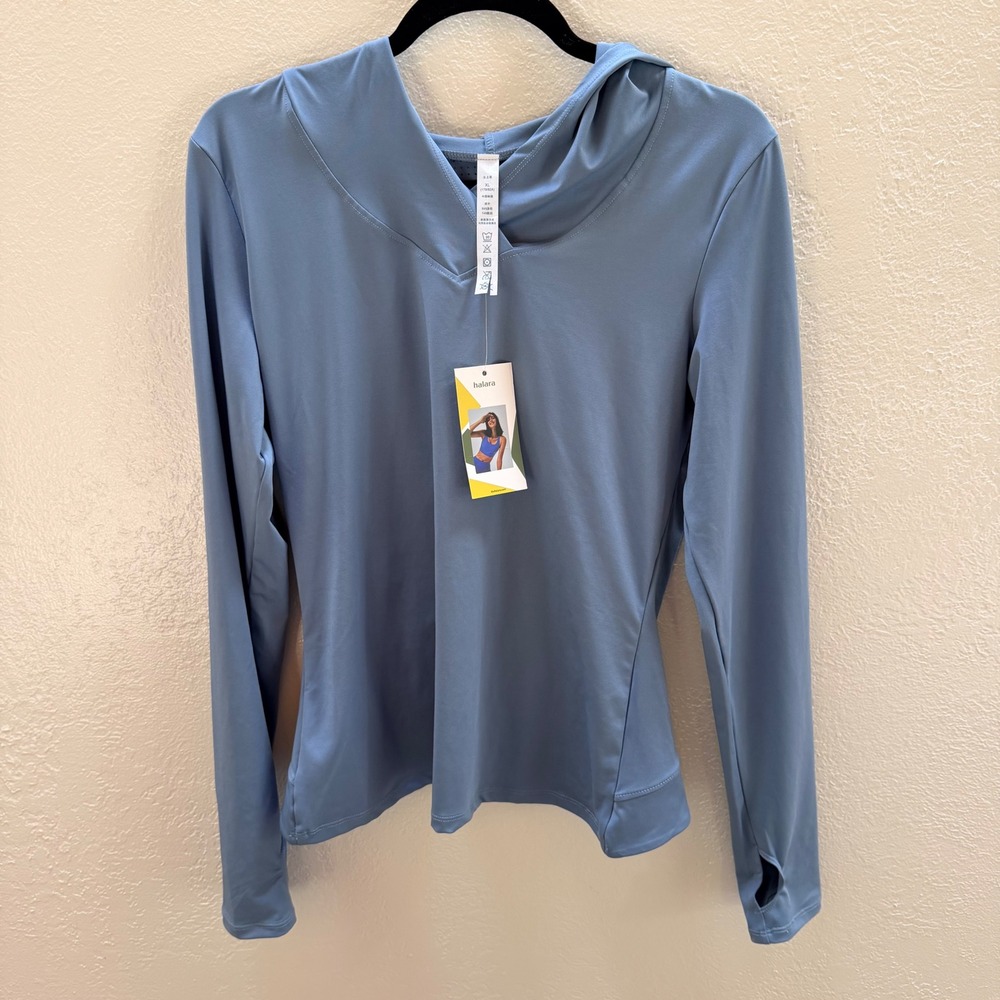 HALARA Light Blue Long Sleeve Hooded Top
